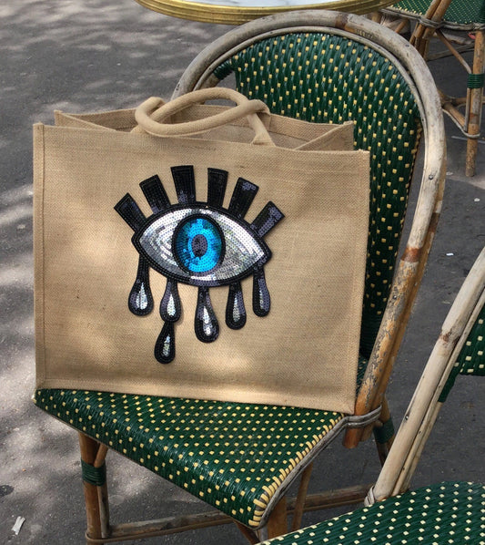CABAS TOILE DE JUTE OEIL
