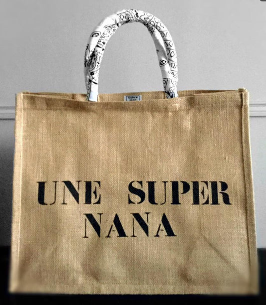 CABAS EN TOILE DE JUTE UNE SUPER NANA